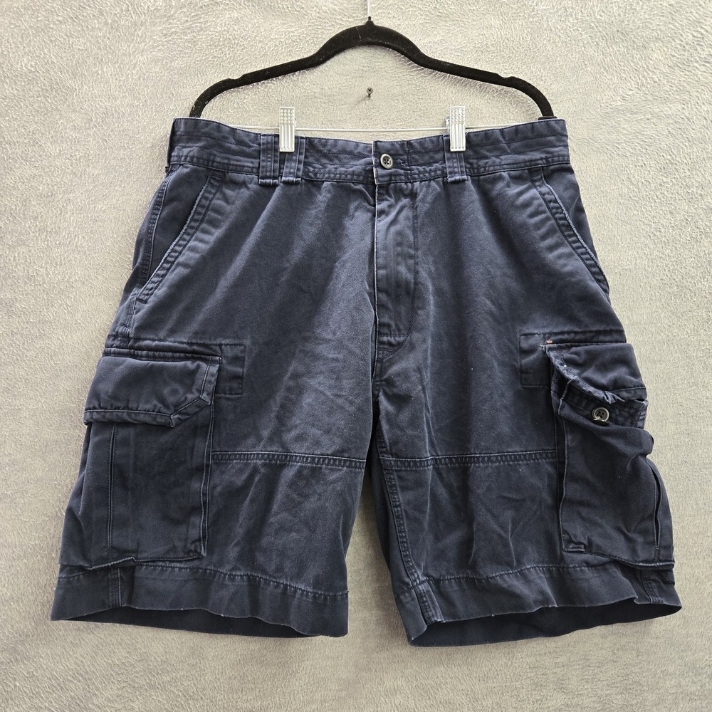 VINTAGE Polo Ralph Lauren Men Shorts 35 Blue Cargo Twill 11" Baggy Y2K READ
